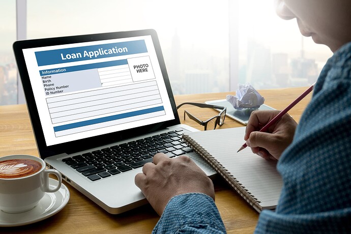 Loan application open on a laptop screen